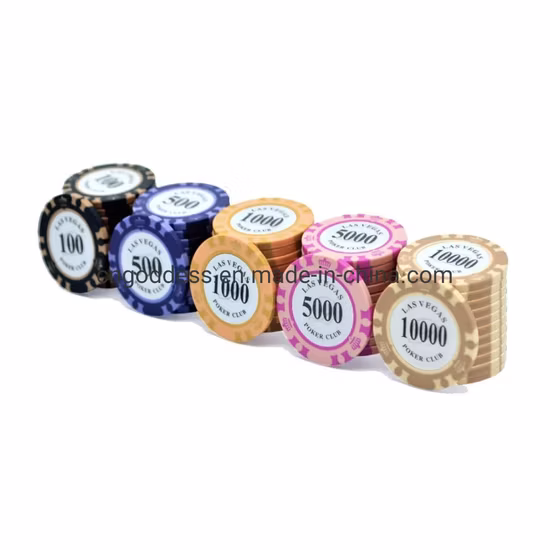 Jeton de poker en argile 14G avec autocollant de bordure dorée